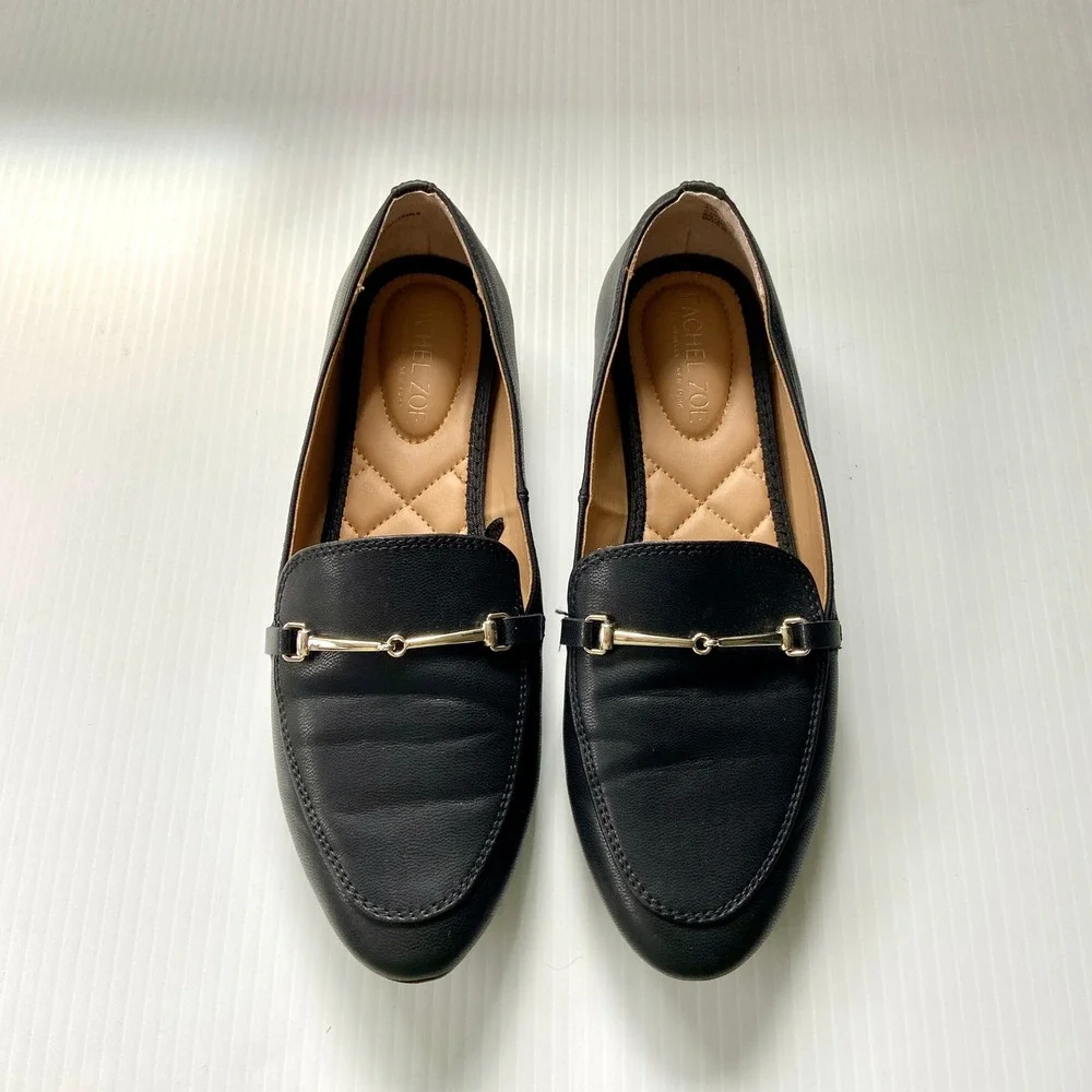 Rachel Zoe Axe Black Vegan Leather Flats Loafers‎ Womens 8M